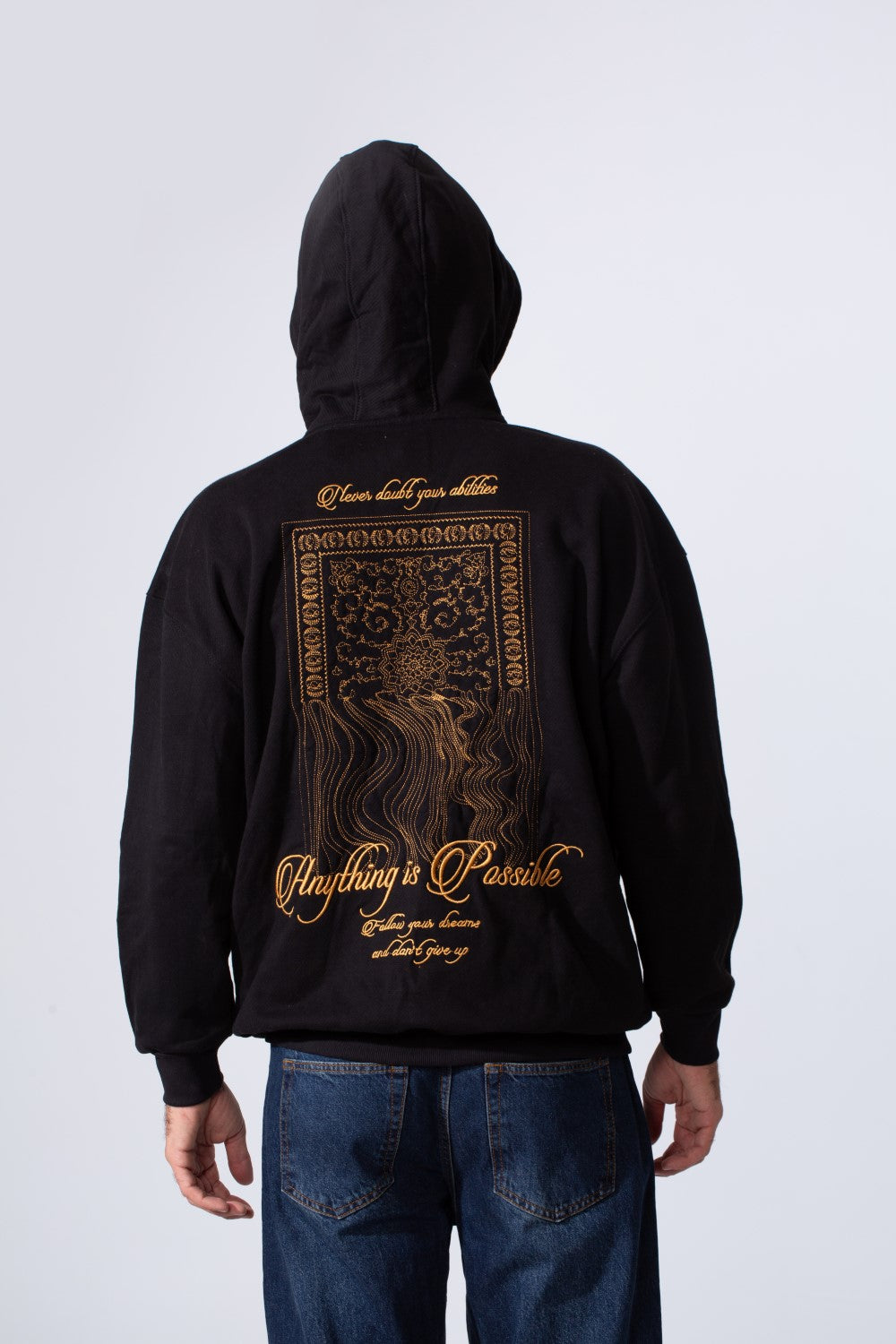 Men's Tomato Store Zip-Up Hooded Jacket With Gold Graphics Kangaroo's Split Pockets