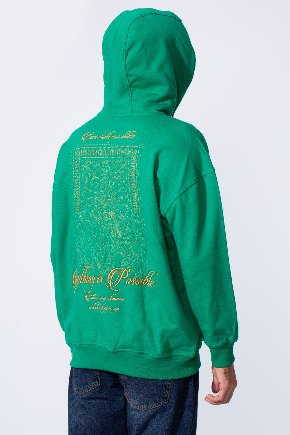 Men's Tomato Store Zip-Up Hooded Jacket With Gold Graphics Kangaroo's Split Pockets