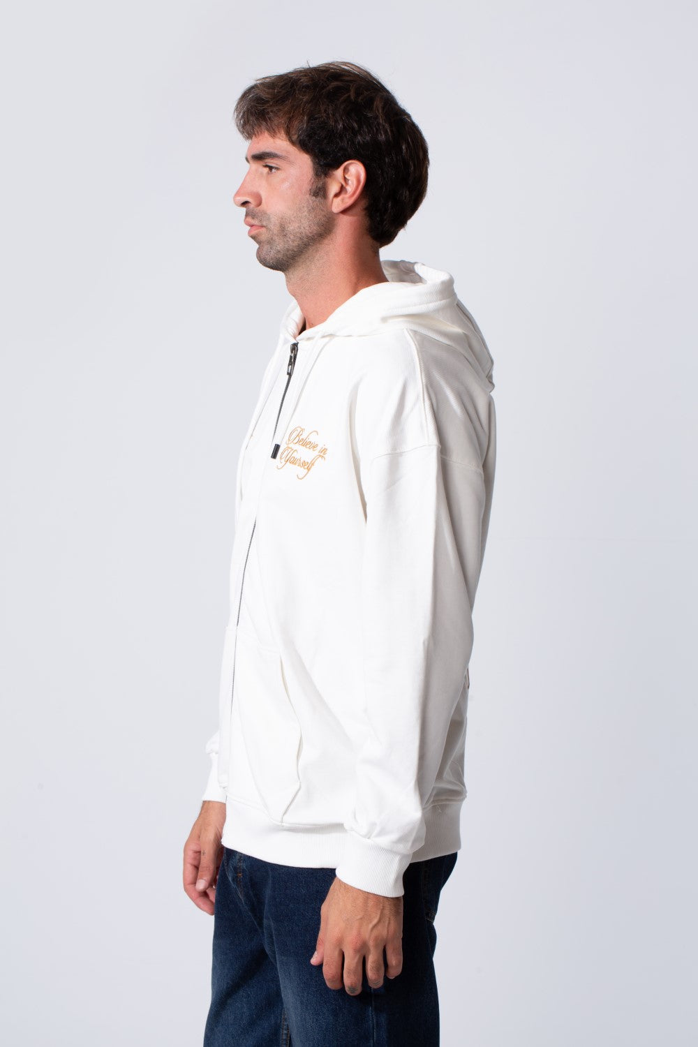 Men's Tomato Store Zip-Up Hooded Jacket With Gold Graphics Kangaroo's Split Pockets