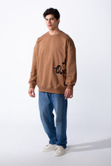 Men's Regular Fit Side Pattern Long Sleeve Crew Neckline Melton Fabric Daily Wear Sweatshirt