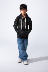 Boy’s Distressed Midnight Marble Slim Fit Hooded Sweatshirt