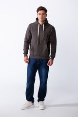 Men's Long Sleeve Kangaroo Pockets With Destressed Print Casual Look Slim Fit Hooded Sweatshirt