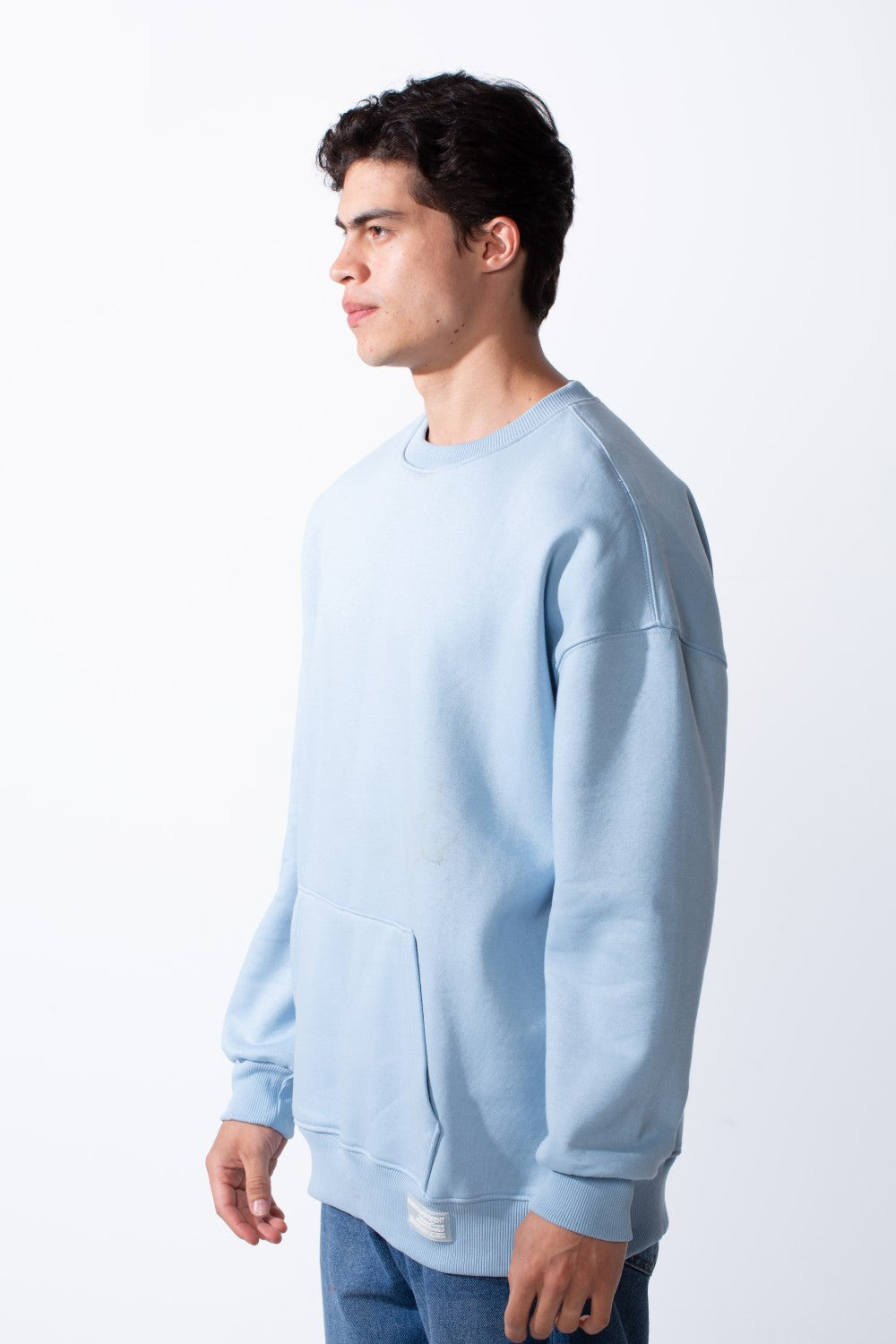 Men's Regular Fit Long Sleeve Crew Neck Kangaroo Pocket Knit Comfortable Melton Sweatshirt