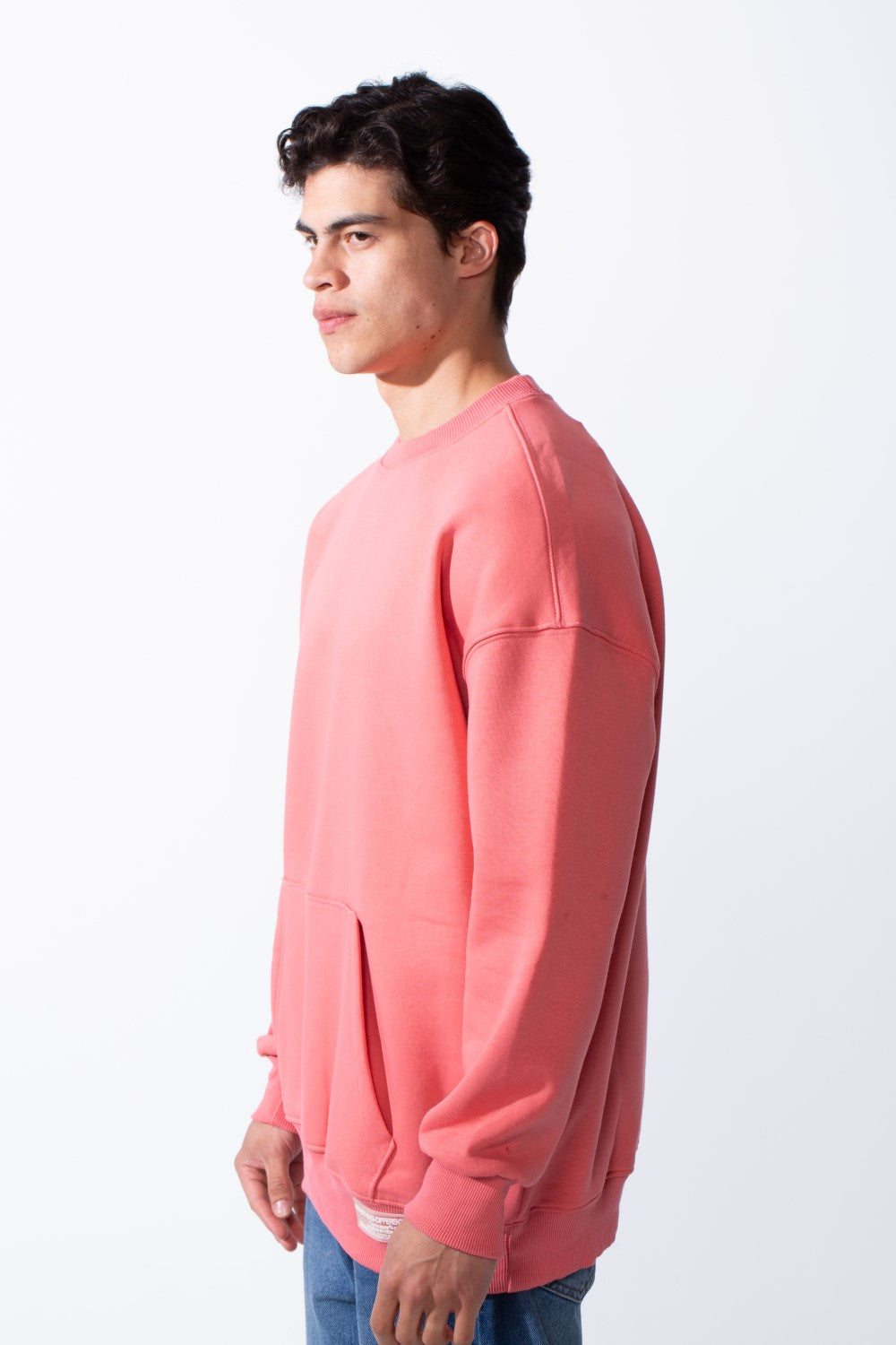 Men's Regular Fit Long Sleeve Crew Neck Kangaroo Pocket Knit Comfortable Melton Sweatshirt