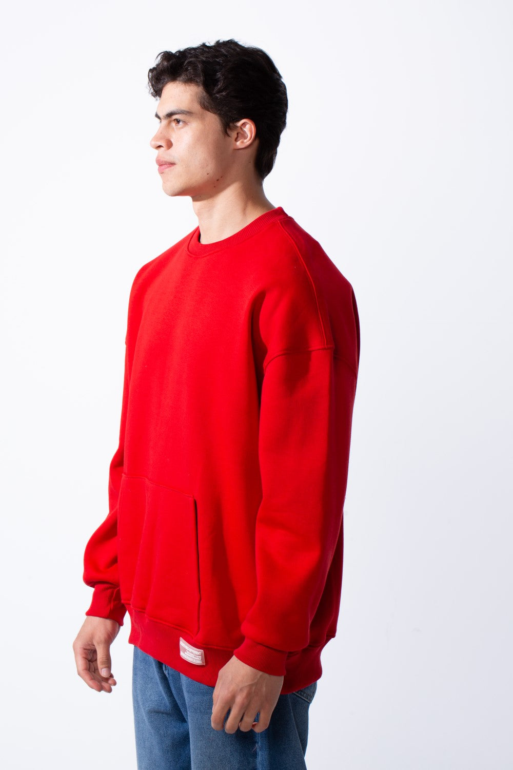 Men's Regular Fit Long Sleeve Crew Neck Kangaroo Pocket Knit Comfortable Melton Sweatshirt