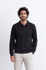 Men's Tomato Store Winter T-Shirt Long Sleeve Polo Neck Button Placket