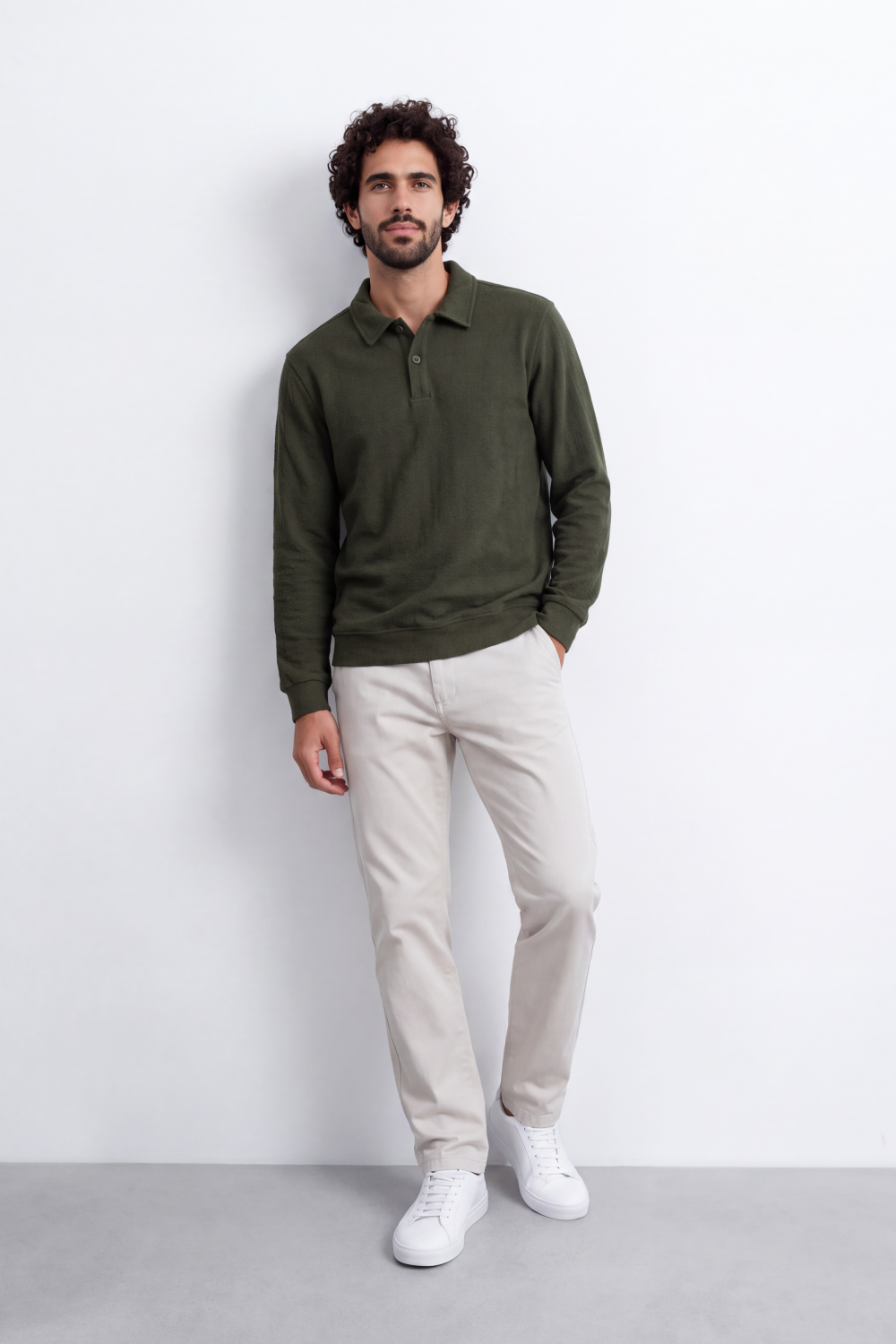Men's Tomato Store Winter T-Shirt Long Sleeve Polo Neck Button Placket