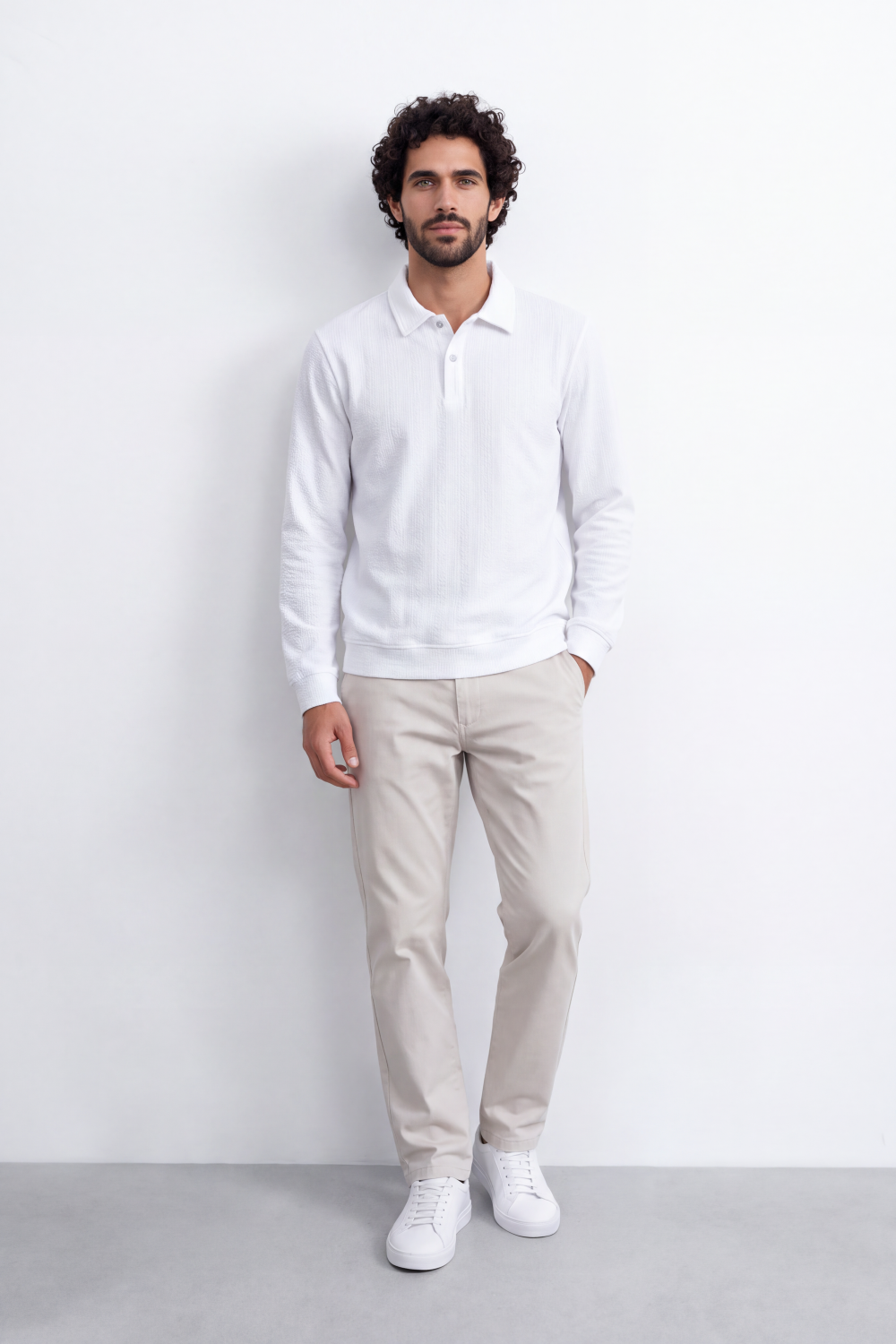 Men's Tomato Store Winter T-Shirt Long Sleeve Polo Neck Button Placket