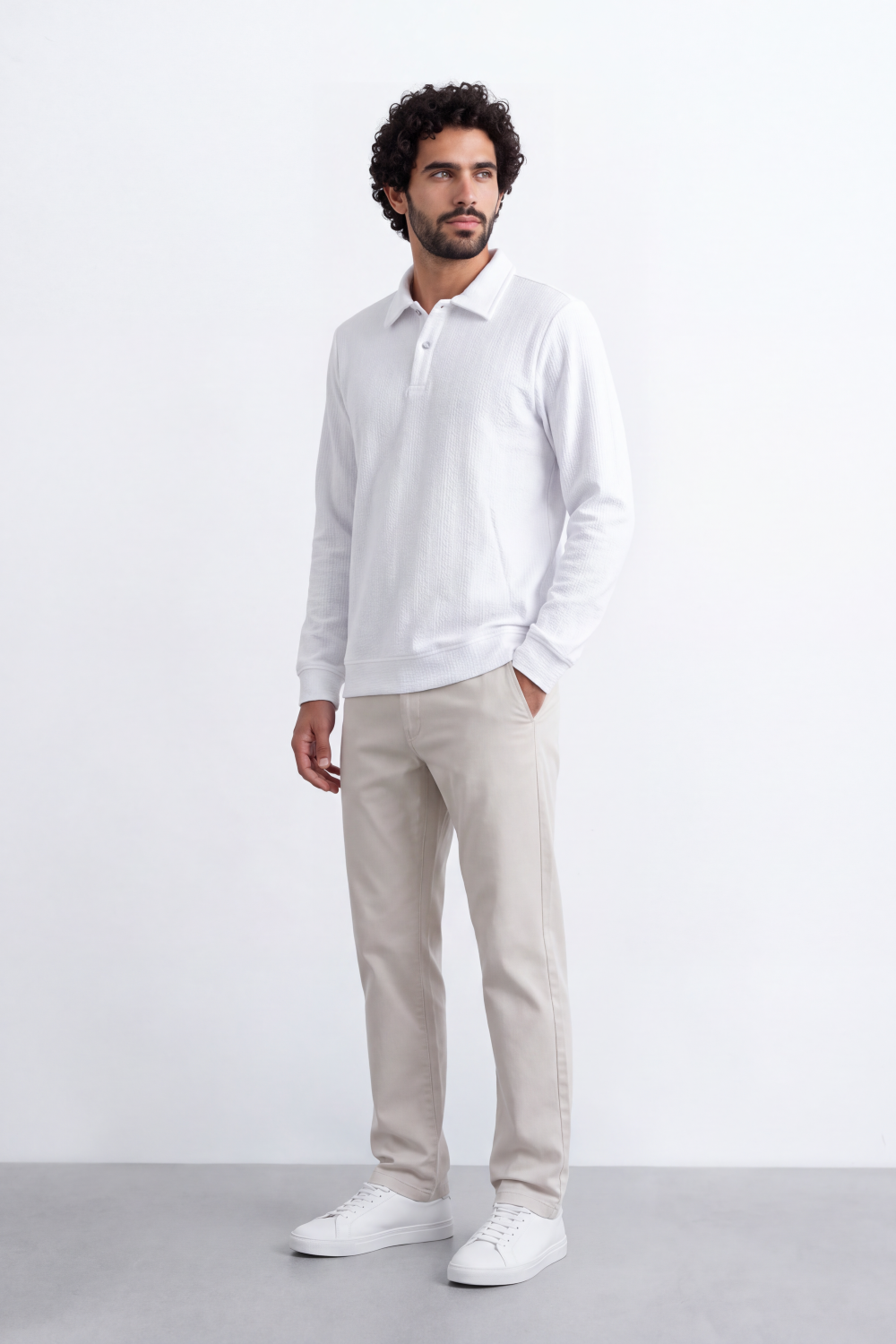 Men's Tomato Store Winter T-Shirt Long Sleeve Polo Neck Button Placket