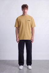 Men's Tomato Store Summer Melton T-Shirt Center Seam Detail Influence Chest Embroidery Drop Shoulder Oversized Fit