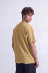 Men's Tomato Store Summer Melton T-Shirt Center Seam Detail Influence Chest Embroidery Drop Shoulder Oversized Fit