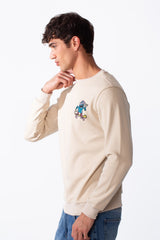 Men's Cartoon Graffiti Print Slim Fit Round Neck Sweatshirt