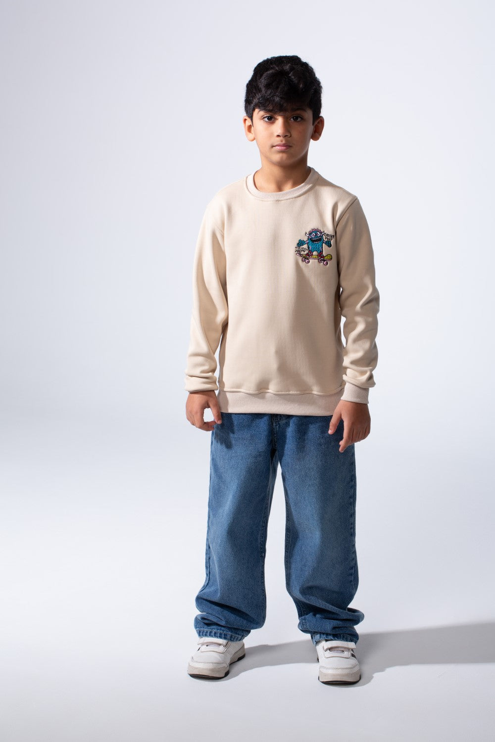 Boy’s Front Graphic Print Slim Fit Long Sleeve Crew Neck Sweatshirt