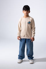 Boy’s Front Graphic Print Slim Fit Long Sleeve Crew Neck Sweatshirt