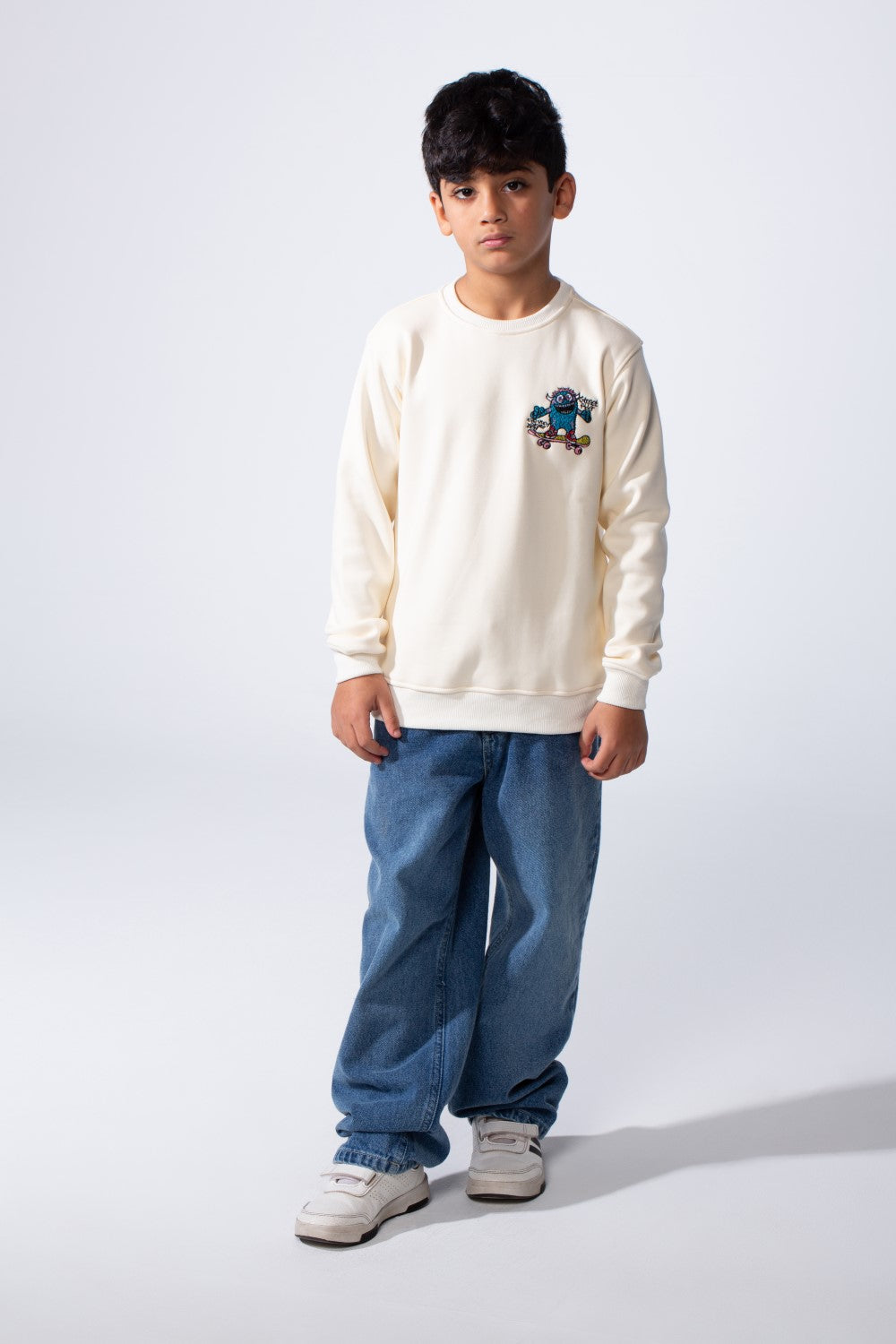 Boy’s Front Graphic Print Slim Fit Long Sleeve Crew Neck Sweatshirt