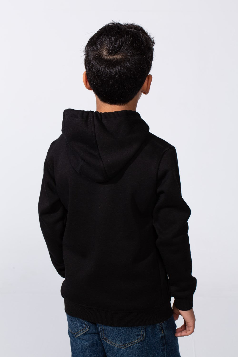 Boy's Front Text Print Slim Fit Hood Sweatshirt With Kangaroo Pocket
