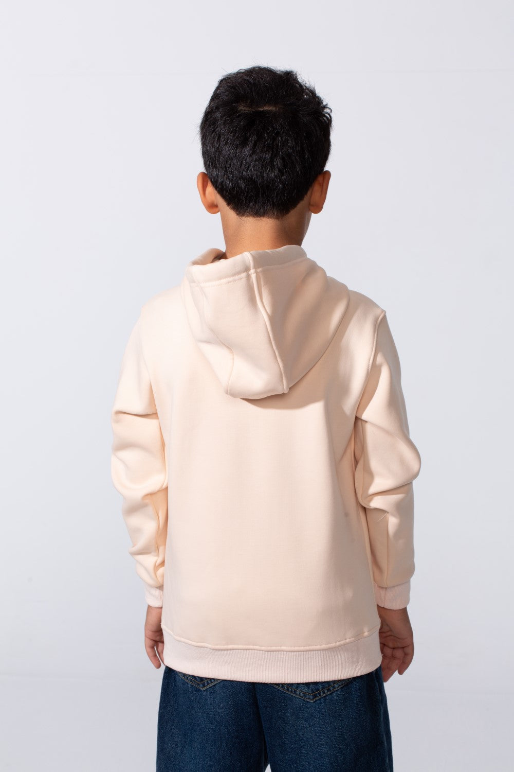 Boy's Front Text Print Slim Fit Hood Sweatshirt With Kangaroo Pocket