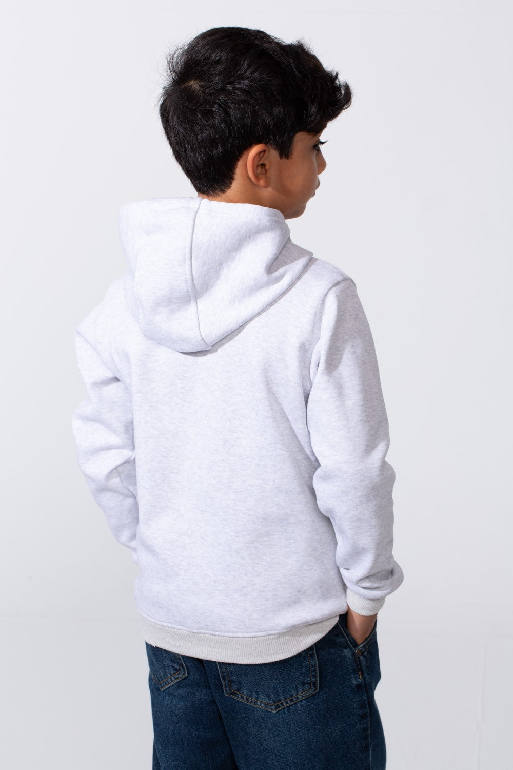 Boy's Front Text Print Slim Fit Hood Sweatshirt With Kangaroo Pocket