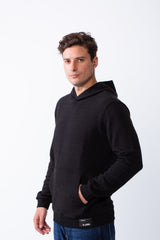 Men's Long Sleeves With Debossed Text Textured Fabric Comfy Hooded Over Size Sweatshirt