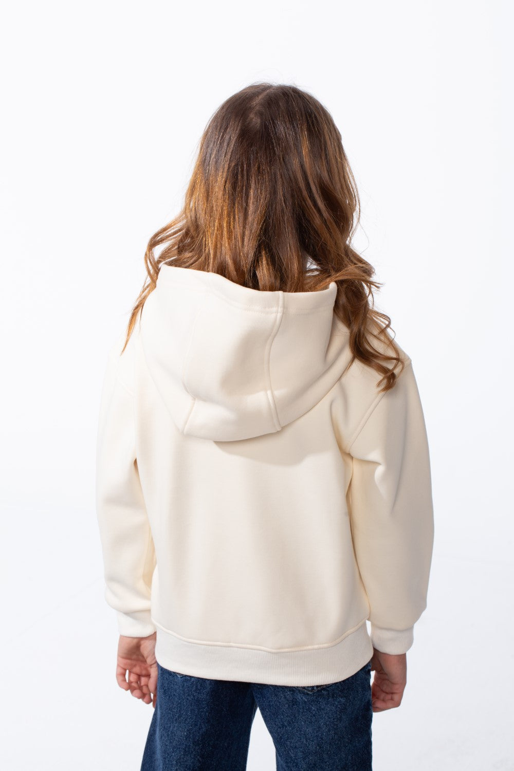 Girl's Zip-Up Ribbed Cuffs Spacious Double-Layer Hood Slim Fit Sweatshirt
