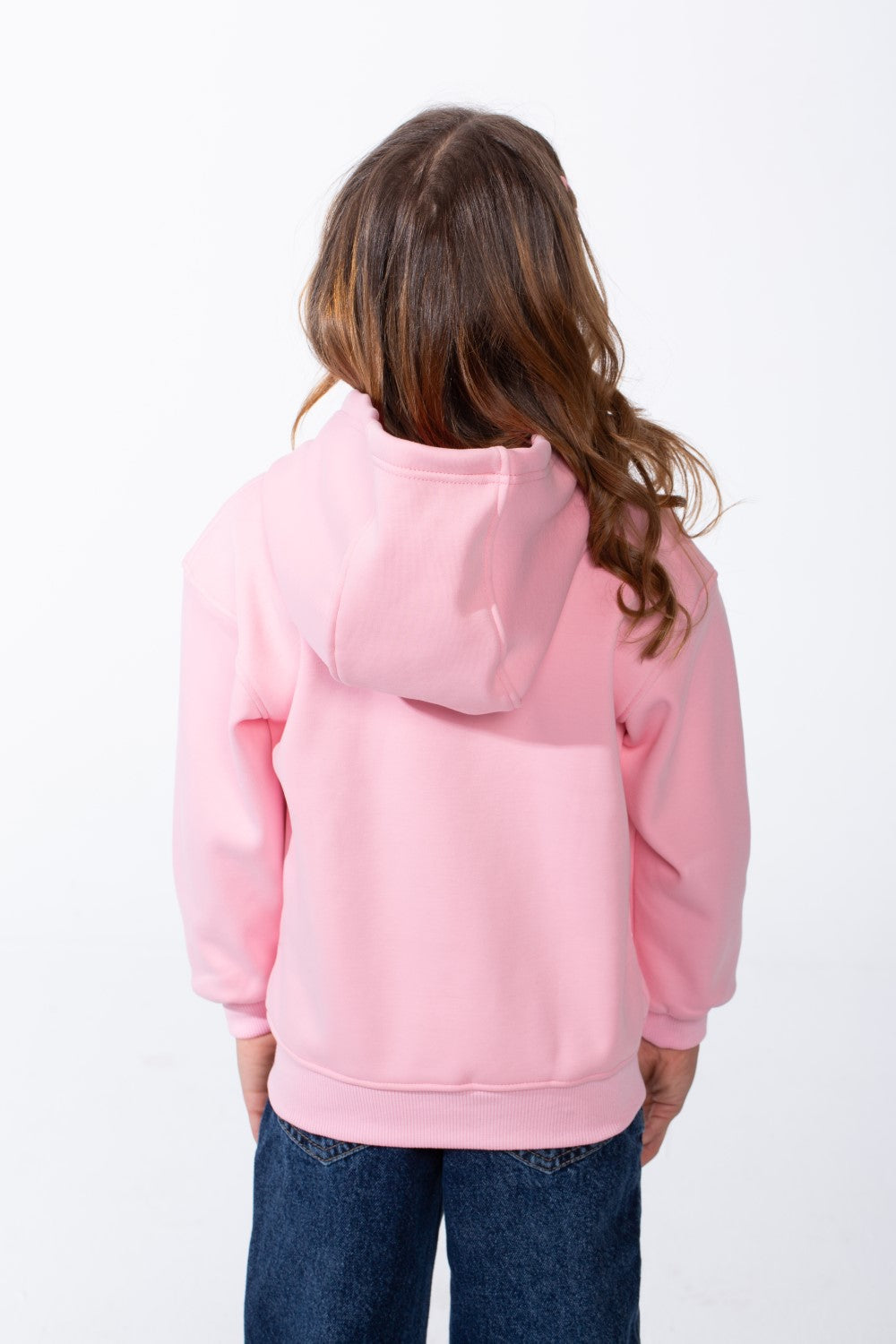 Girl's Zip-Up Ribbed Cuffs Spacious Double-Layer Hood Slim Fit Sweatshirt