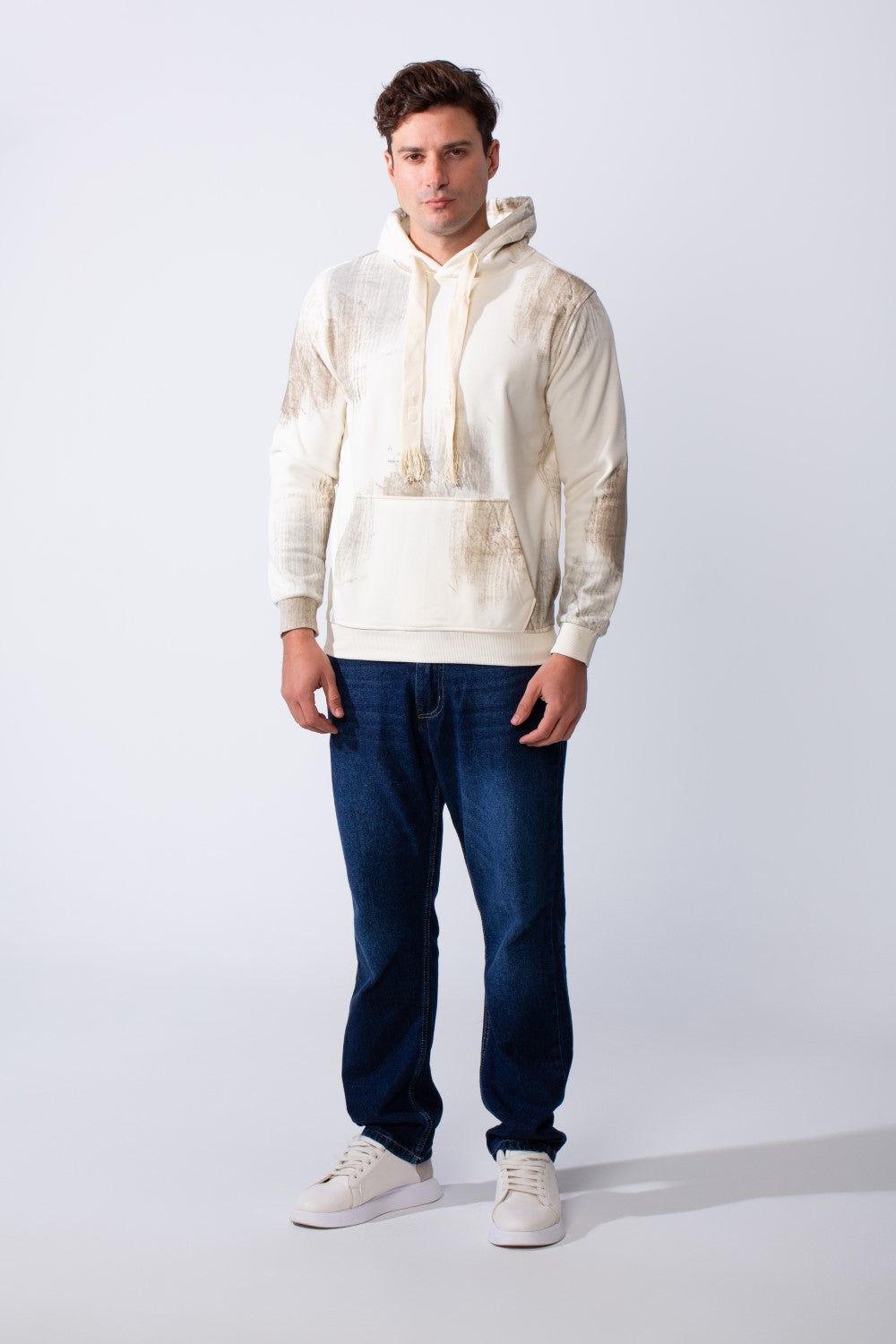 Men's Long Sleeves With Washed Pattern Comfortable Casual Slim Fit Hooded Sweatshirt