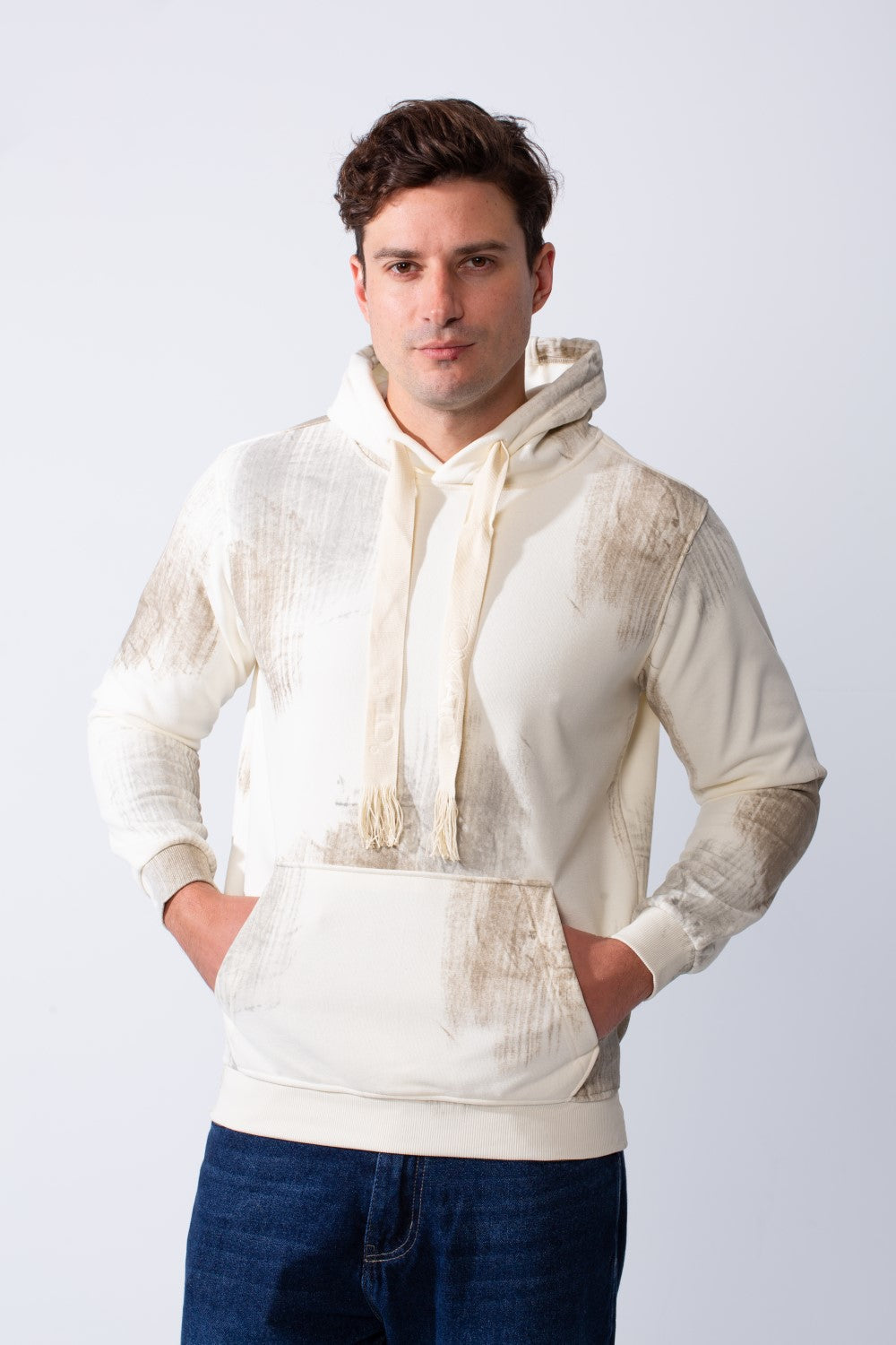 Men's Long Sleeves With Washed Pattern Comfortable Casual Slim Fit Hooded Sweatshirt