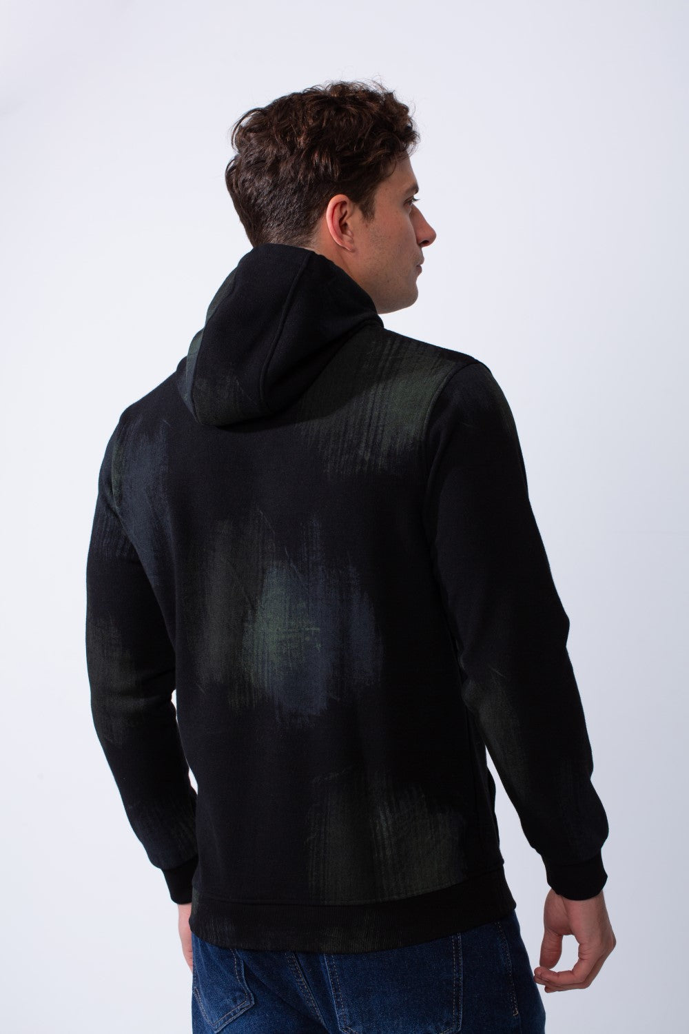 Men's Long Sleeves With Washed Pattern Comfortable Casual Slim Fit Hooded Sweatshirt