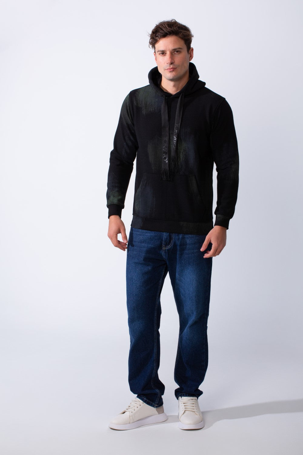 Men's Long Sleeves With Washed Pattern Comfortable Casual Slim Fit Hooded Sweatshirt
