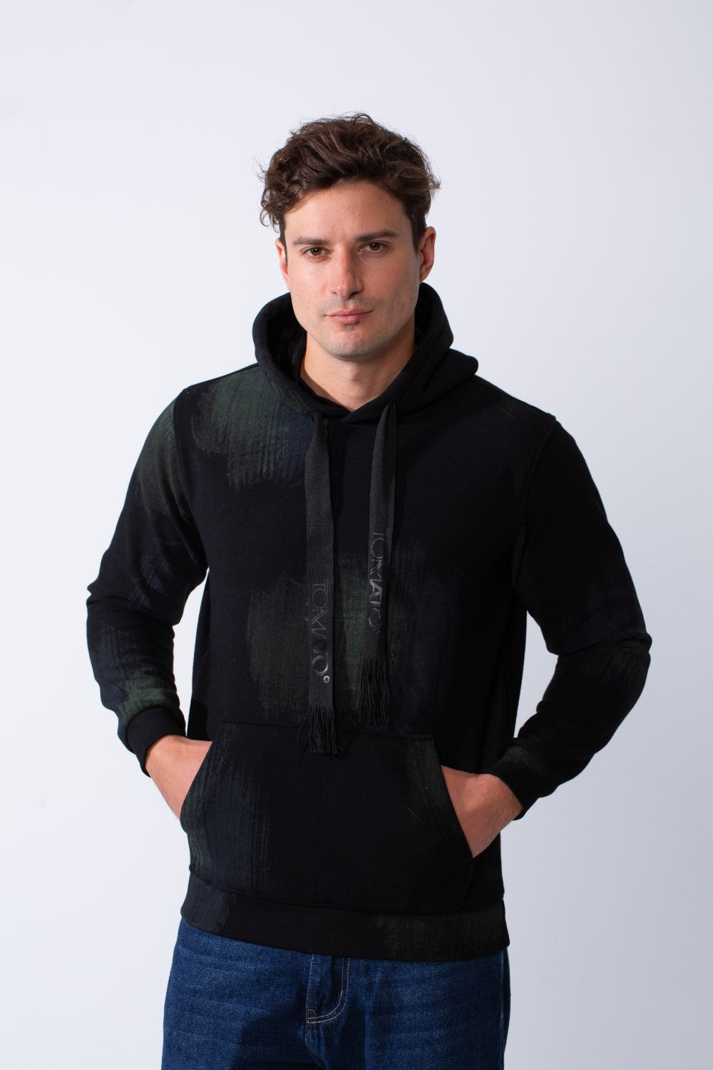 Men's Long Sleeves With Washed Pattern Comfortable Casual Slim Fit Hooded Sweatshirt