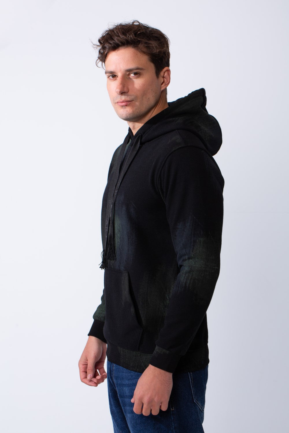 Men's Long Sleeves With Washed Pattern Comfortable Casual Slim Fit Hooded Sweatshirt