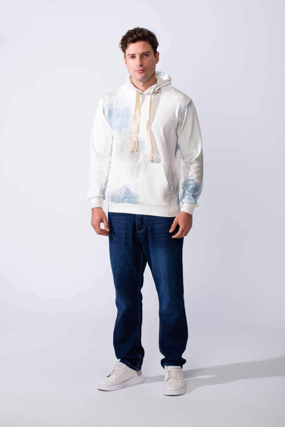 Men's Long Sleeves With Washed Pattern Comfortable Casual Slim Fit Hooded Sweatshirt