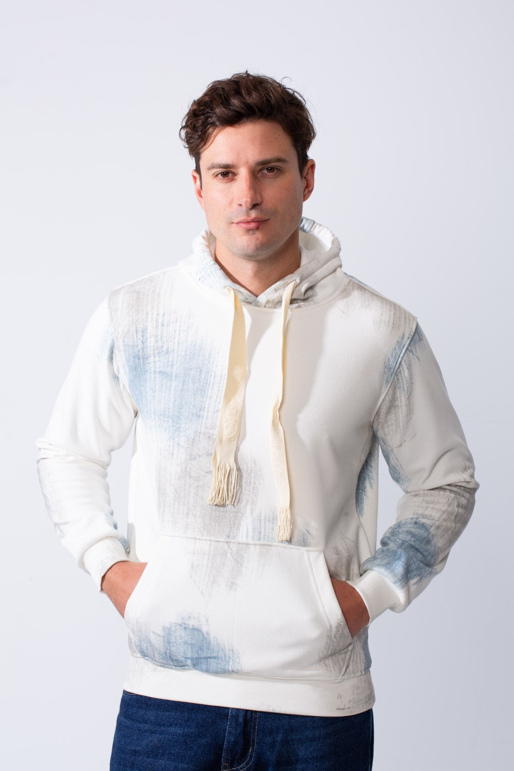 Men's Long Sleeves With Washed Pattern Comfortable Casual Slim Fit Hooded Sweatshirt
