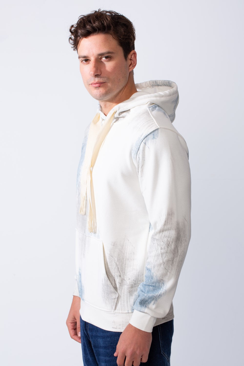 Men's Long Sleeves With Washed Pattern Comfortable Casual Slim Fit Hooded Sweatshirt