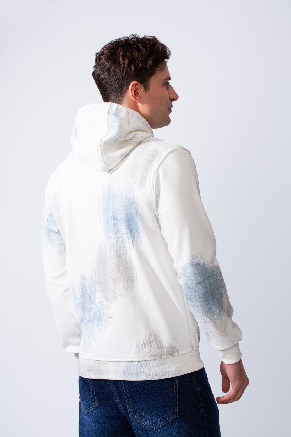 Men's Long Sleeves With Washed Pattern Comfortable Casual Slim Fit Hooded Sweatshirt