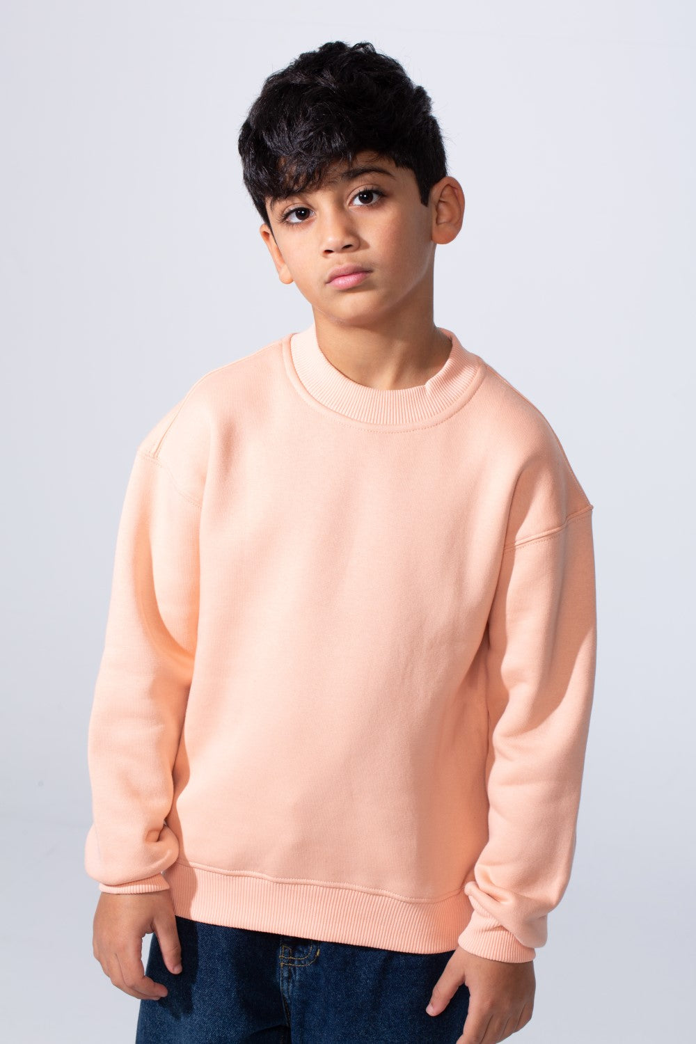 Boy's High Neck Slim Fit Basic Long Sleeve Daily Wear Sweatshirt