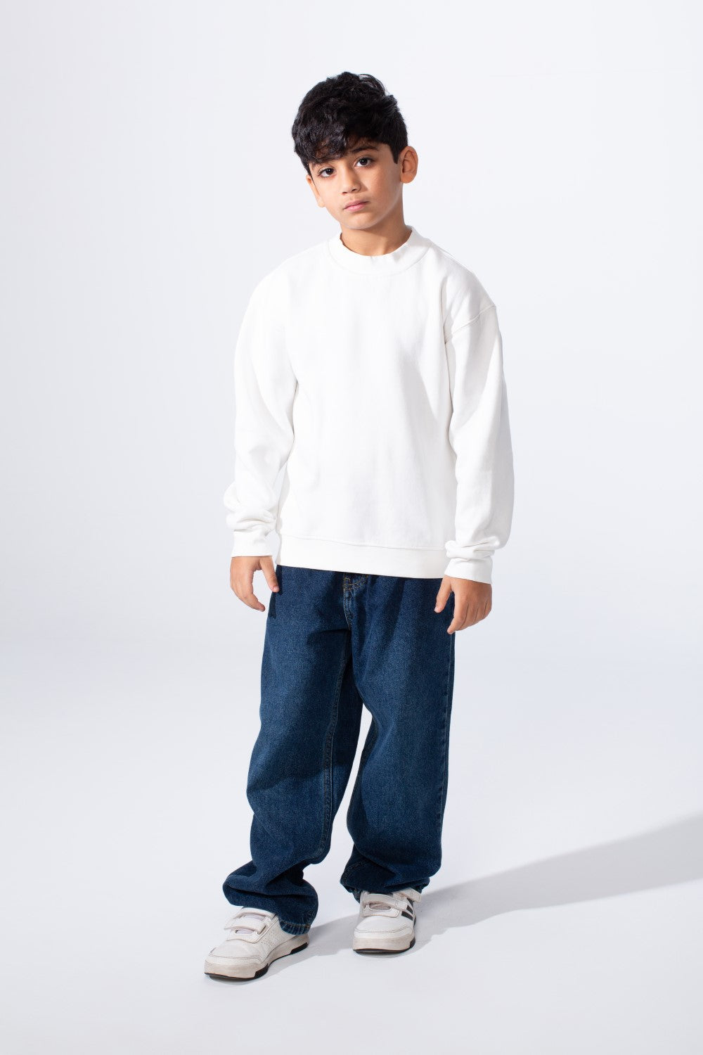 Boy's High Neck Slim Fit Basic Long Sleeve Daily Wear Sweatshirt