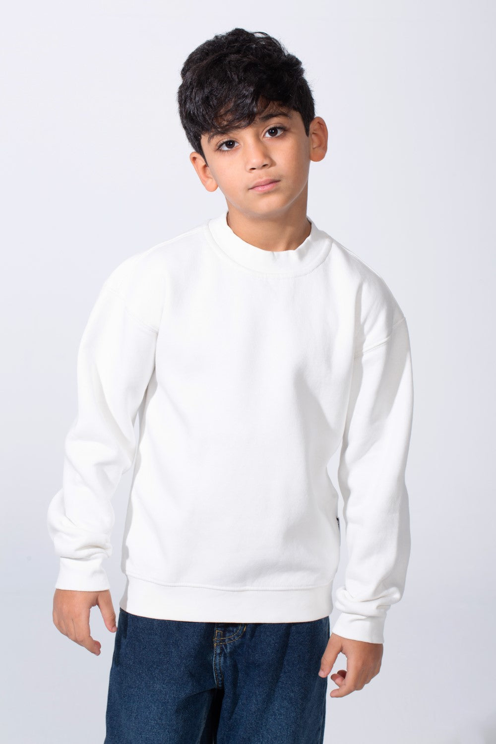 Boy's High Neck Slim Fit Basic Long Sleeve Daily Wear Sweatshirt
