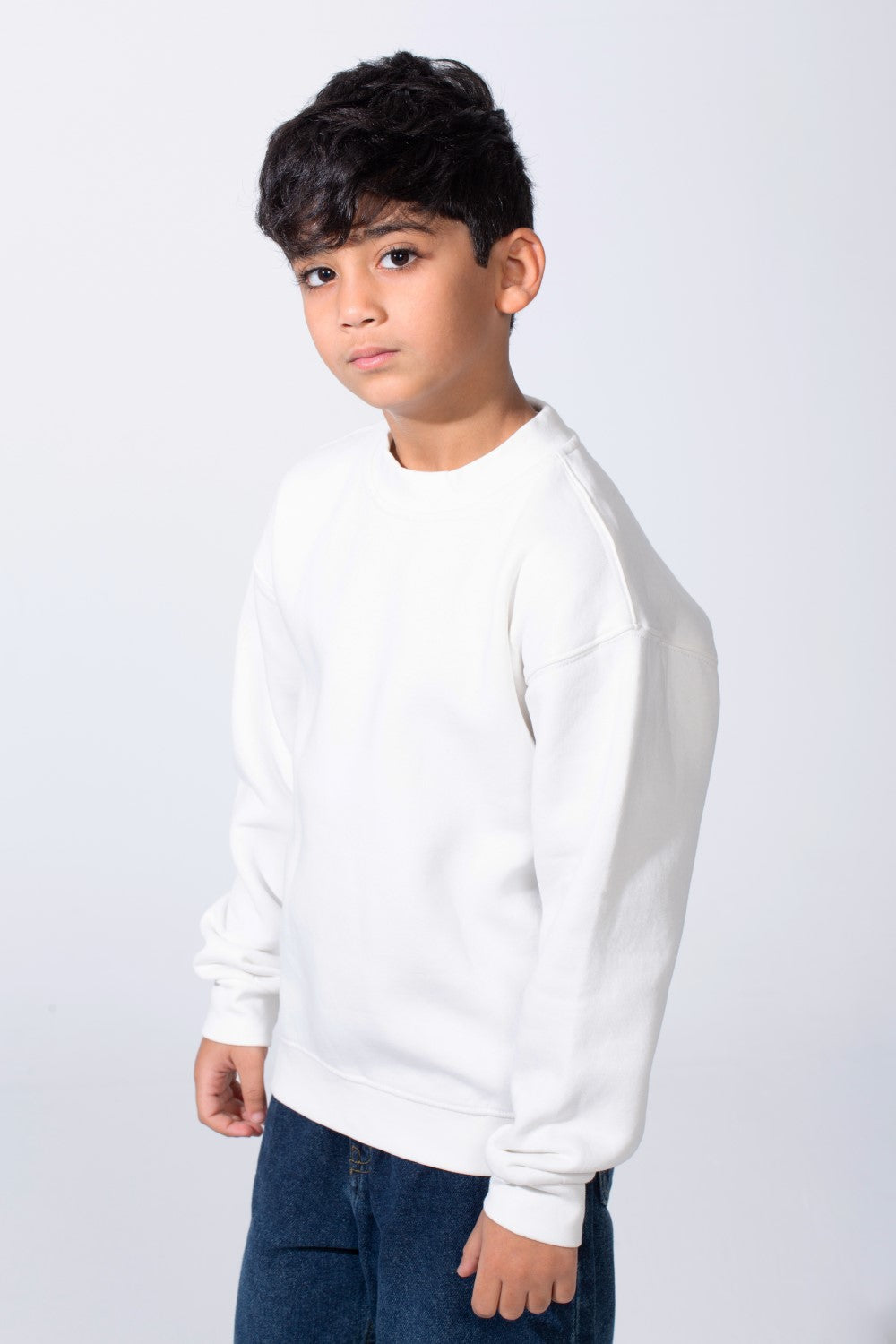 Boy's High Neck Slim Fit Basic Long Sleeve Daily Wear Sweatshirt