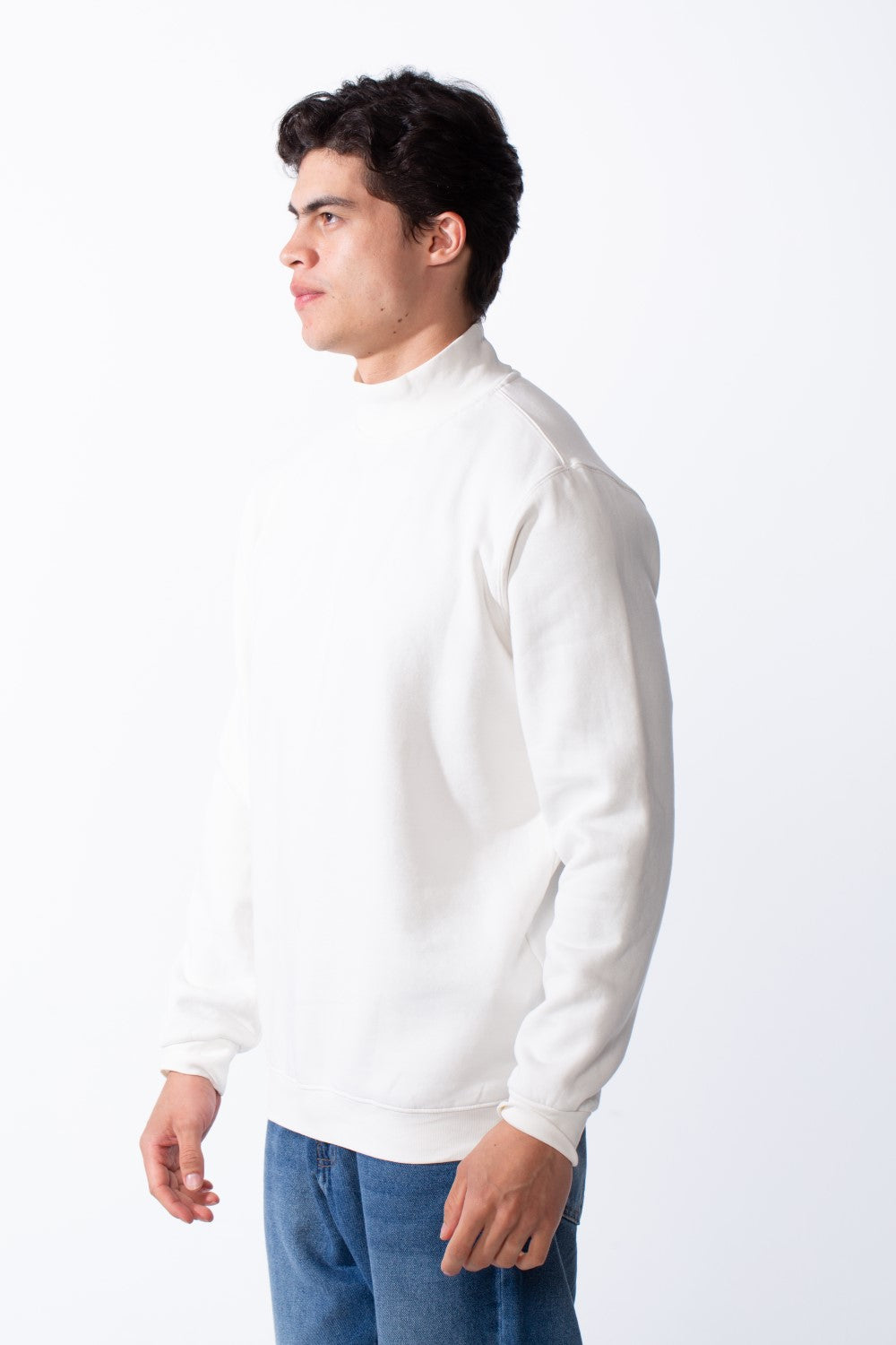 بلوفر رجالي بأكمام طويلة سليم فيت وياقة عالية للارتداء اليومي الأساسي