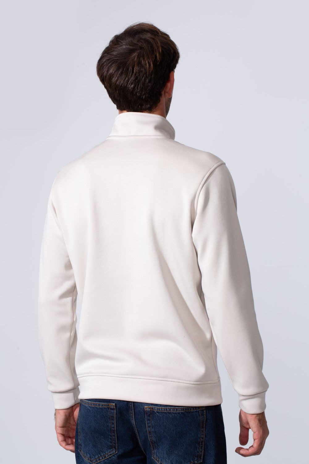 Men's Front Half Zip Slim Fit Long Collar Sweatshirt
