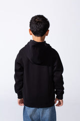 Boy’s Double Zipper Plain Slim Fit Daily Wear Hooded Sweatshirt