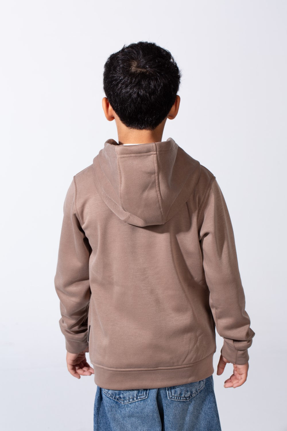 Boy’s Double Zipper Plain Slim Fit Daily Wear Hooded Sweatshirt