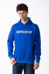 Men's Puff-Print Graphic Cross Over Hood Kangaroo Pocket Comfort With Clear Artistic Statement Slim Fit Sweatshirt