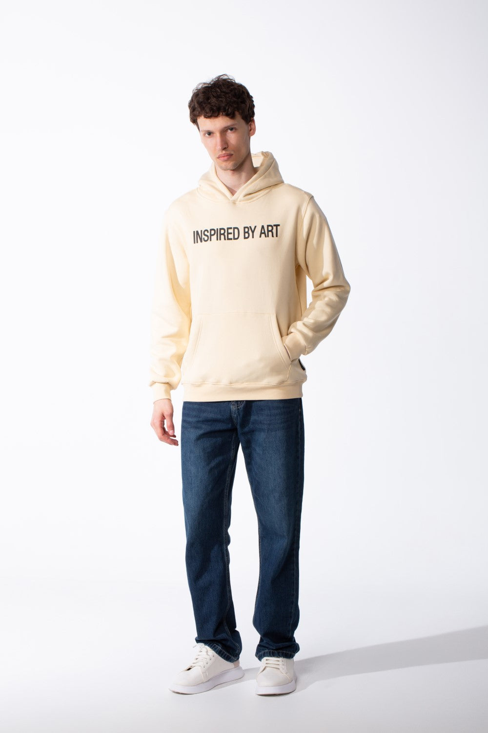 Men's Puff-Print Graphic Cross Over Hood Kangaroo Pocket Comfort With Clear Artistic Statement Slim Fit Sweatshirt