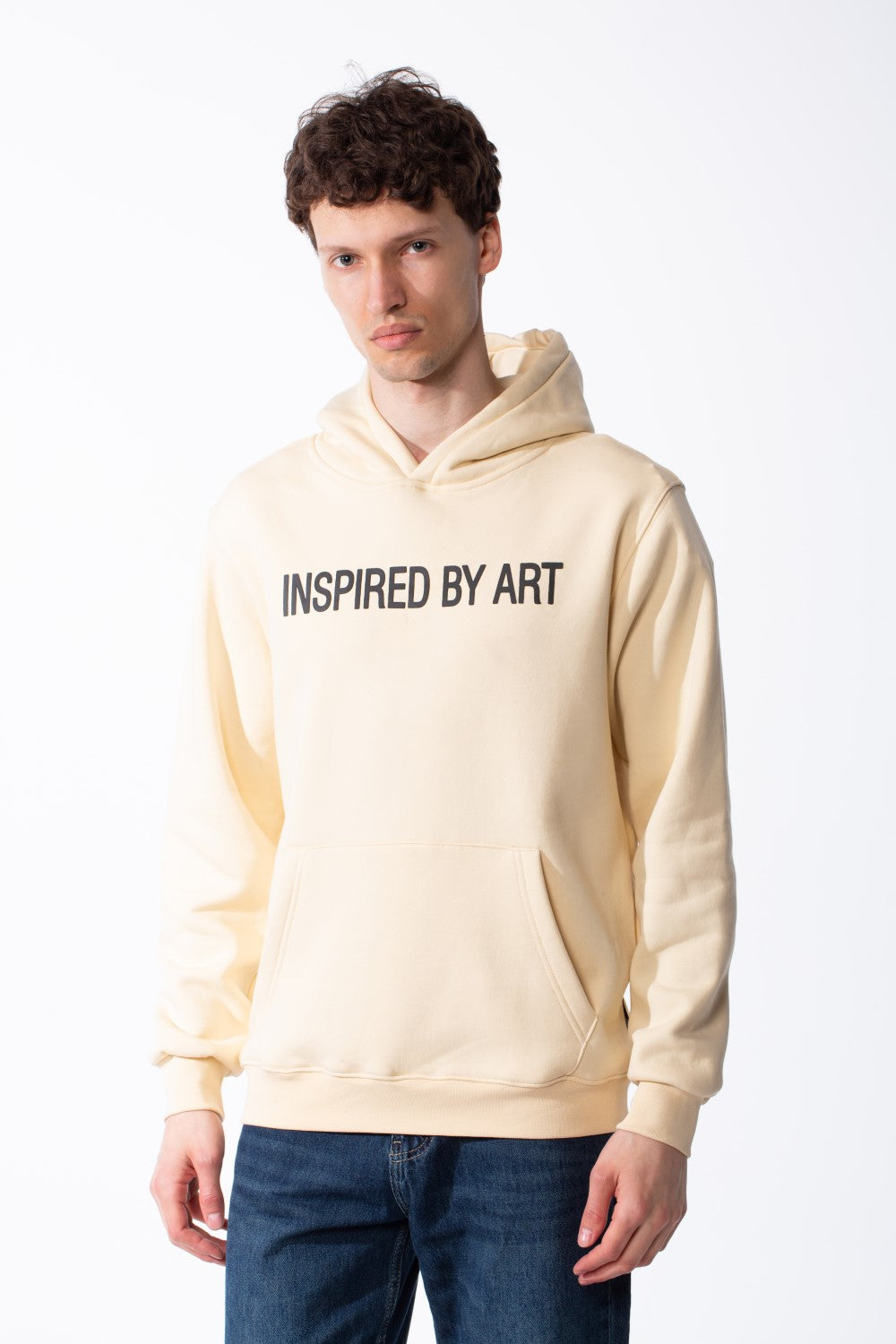 Men's Puff-Print Graphic Cross Over Hood Kangaroo Pocket Comfort With Clear Artistic Statement Slim Fit Sweatshirt