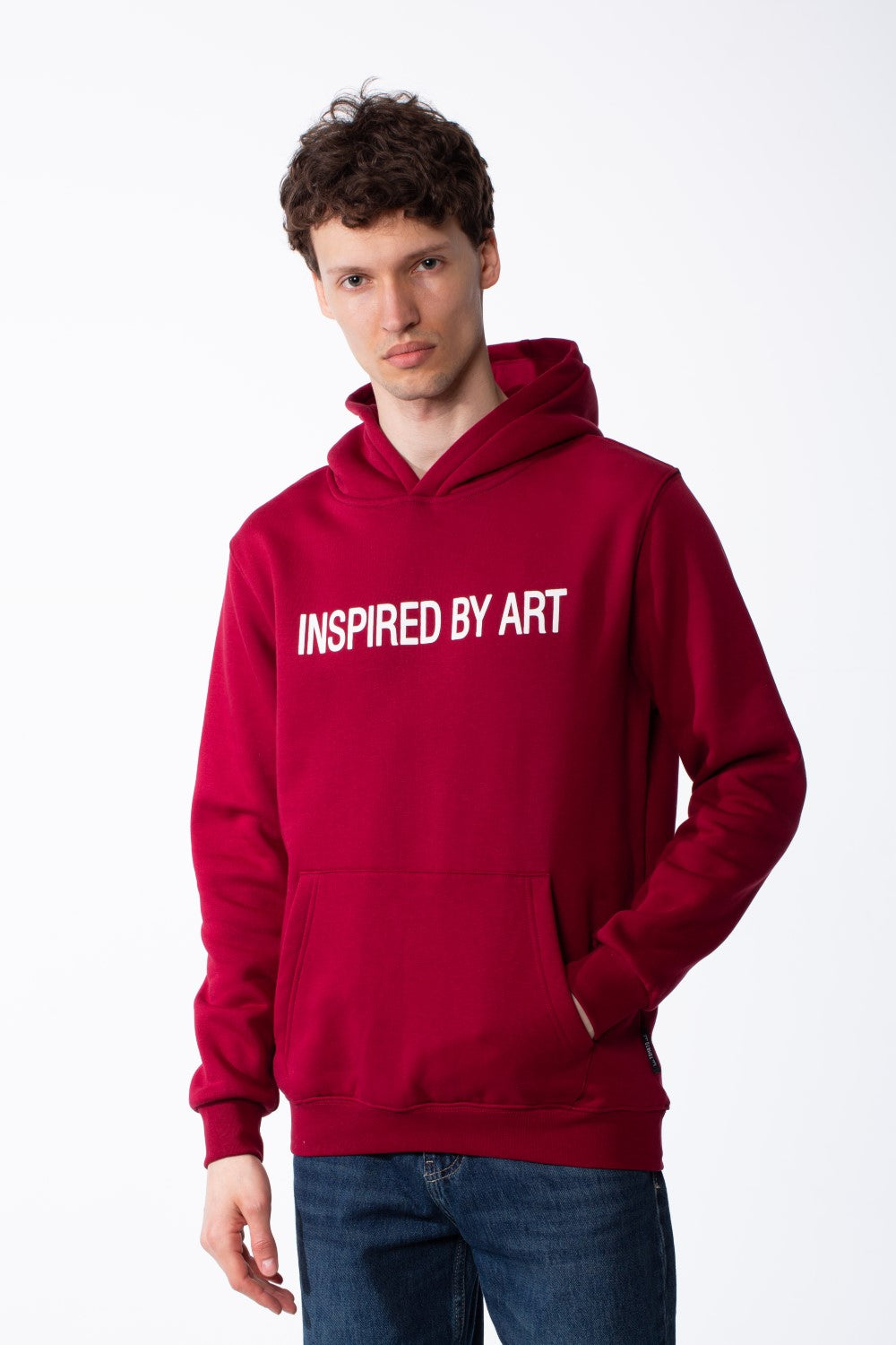 Men's Puff-Print Graphic Cross Over Hood Kangaroo Pocket Comfort With Clear Artistic Statement Slim Fit Sweatshirt