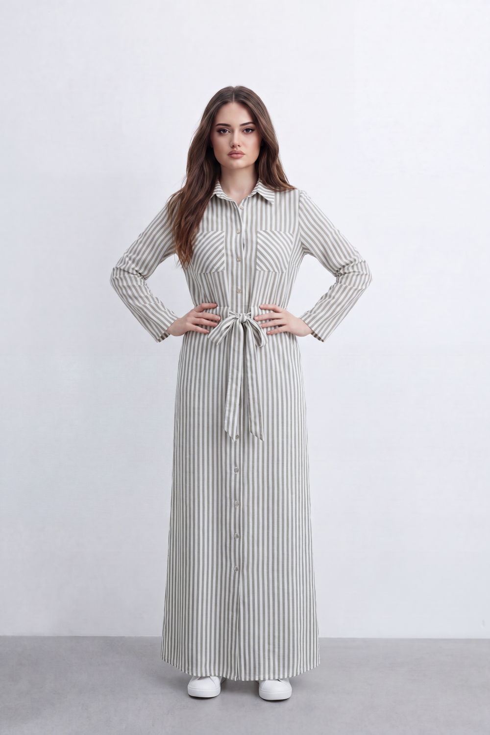 Women’s Tomato Store Linear Dress Vertical Stripe Pattern Runs Full Length Over A Soft Crinkle