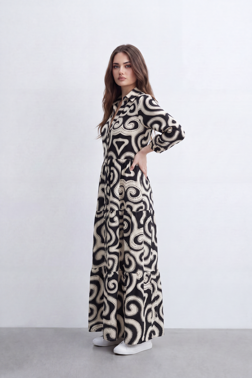 Women’s Tomato Store Baroque Muse Maxi Dress Oversized Scroll Print Covers Full Length