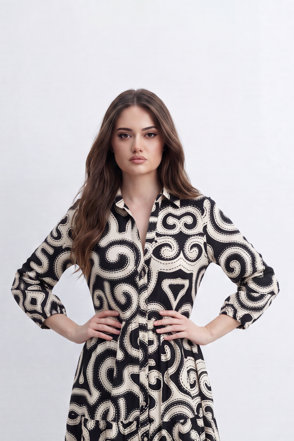 Women’s Tomato Store Baroque Muse Maxi Dress Oversized Scroll Print Covers Full Length